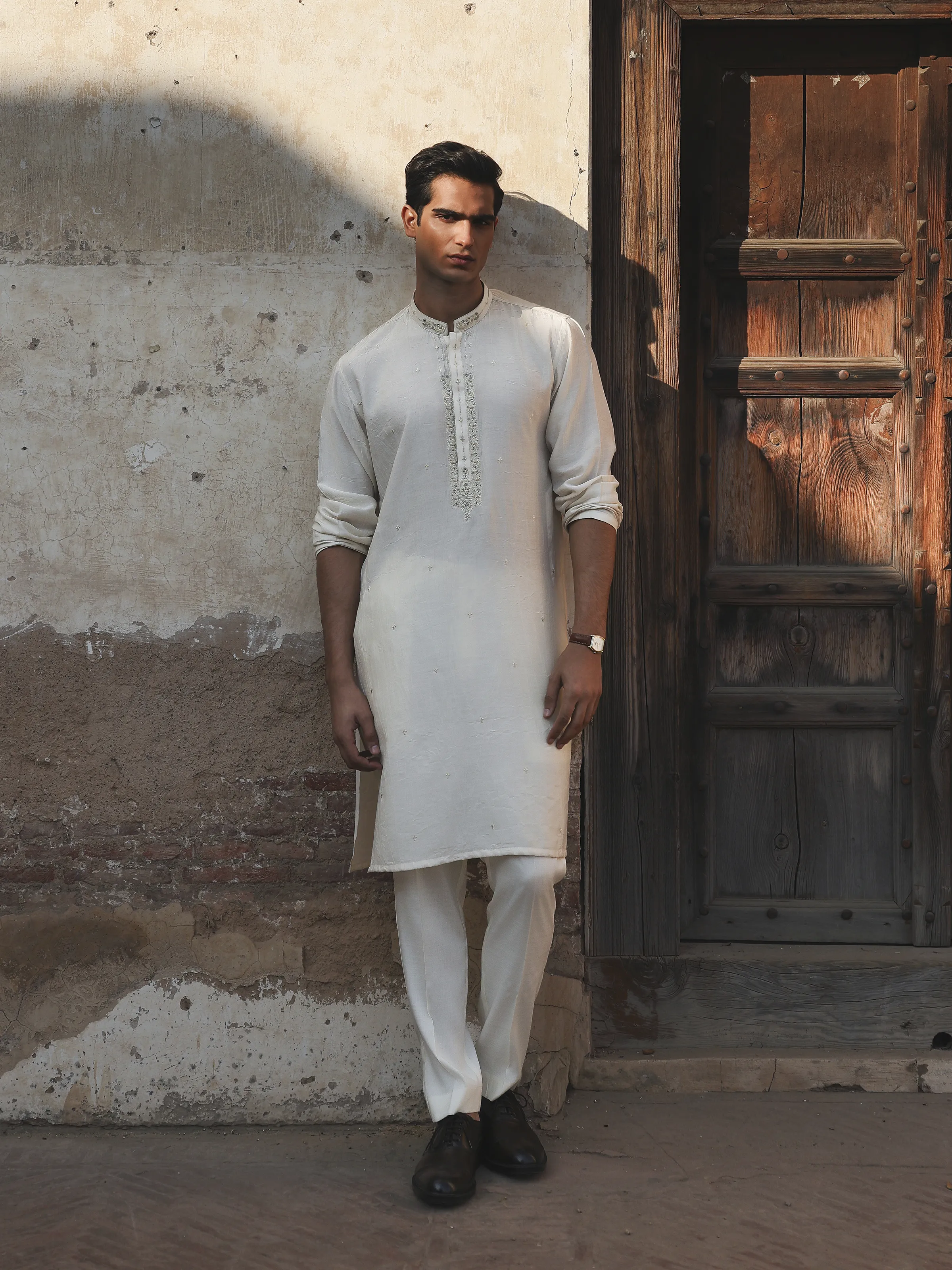 Men's Cream Kurta - EMTKC5-156 - Image 6