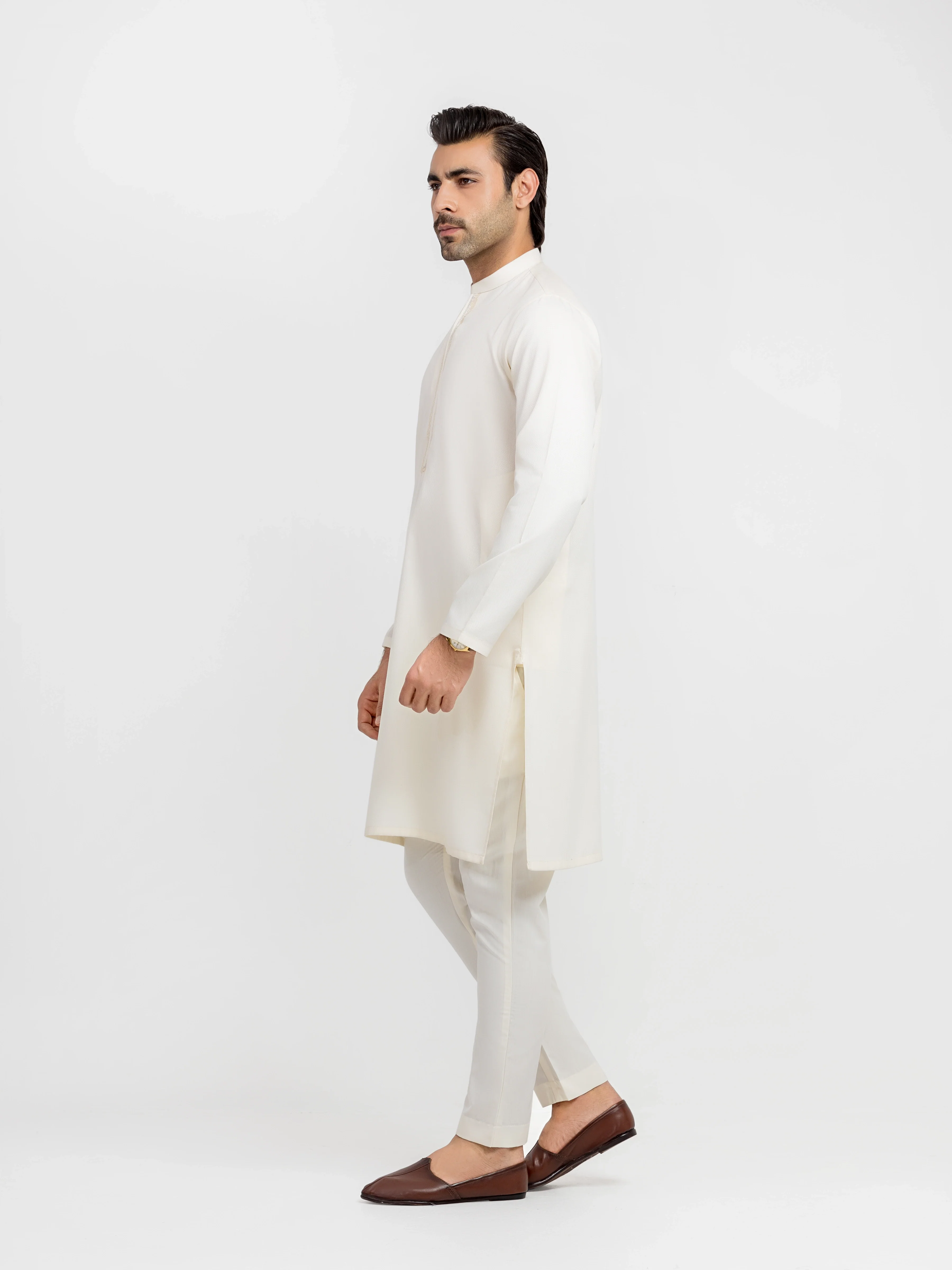 Men's Cream Kurta Pajama - EMTKPT5-099 - Image 5