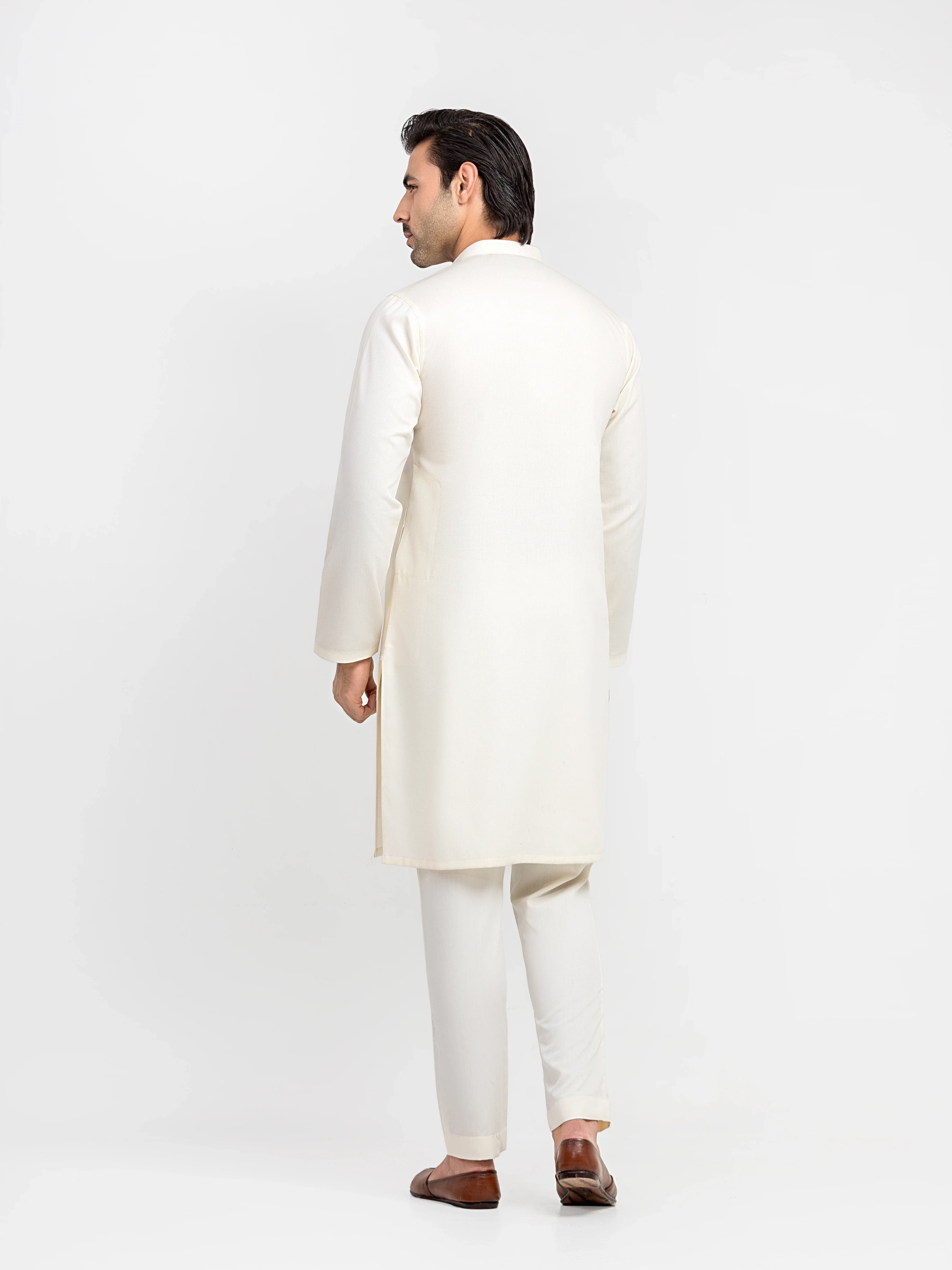 Men's Cream Kurta Pajama - EMTKPT5-099 - Image 6