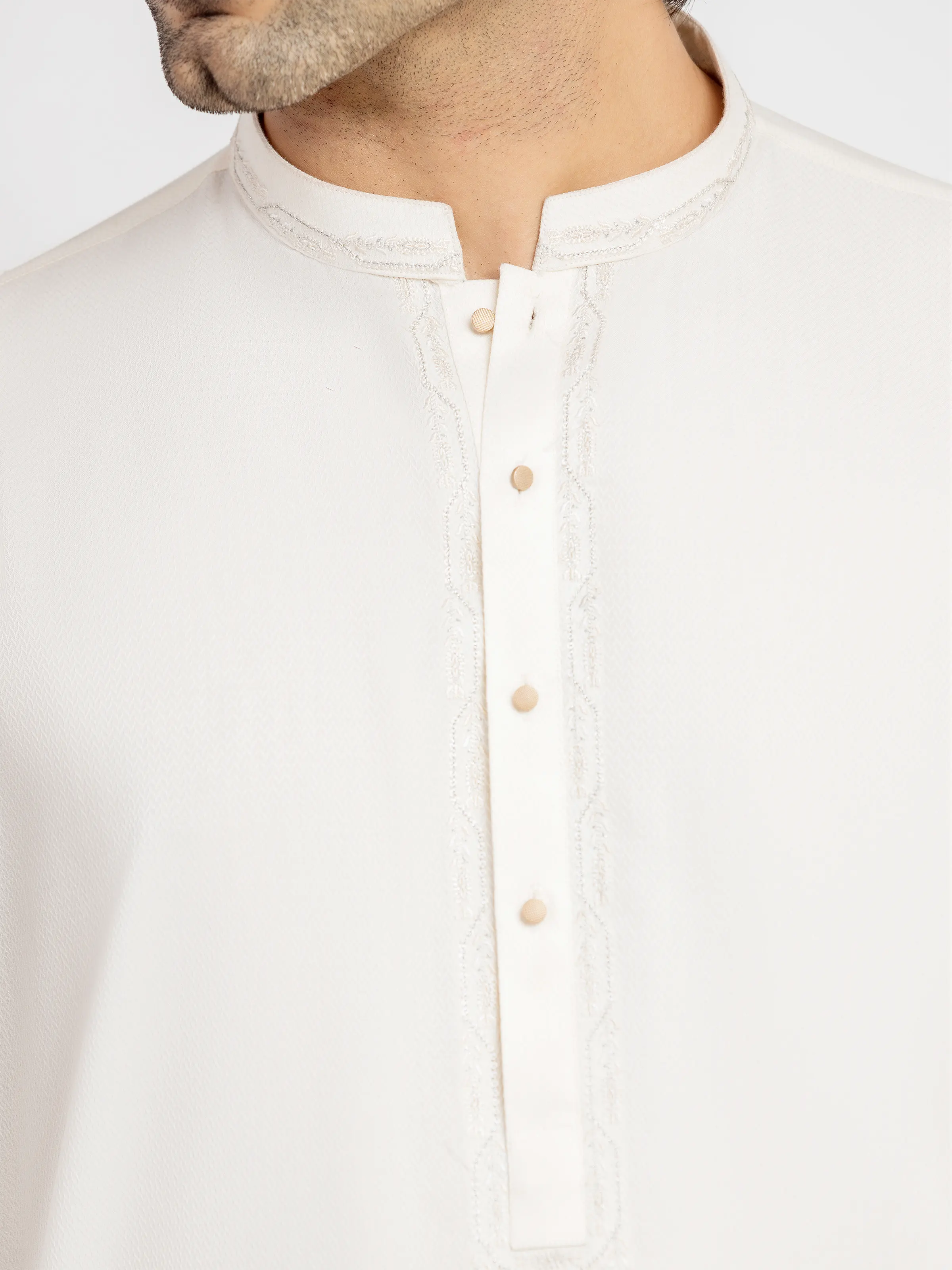 Men's Cream Kurta Shalwar - EMTKS6-41242 - Image 3