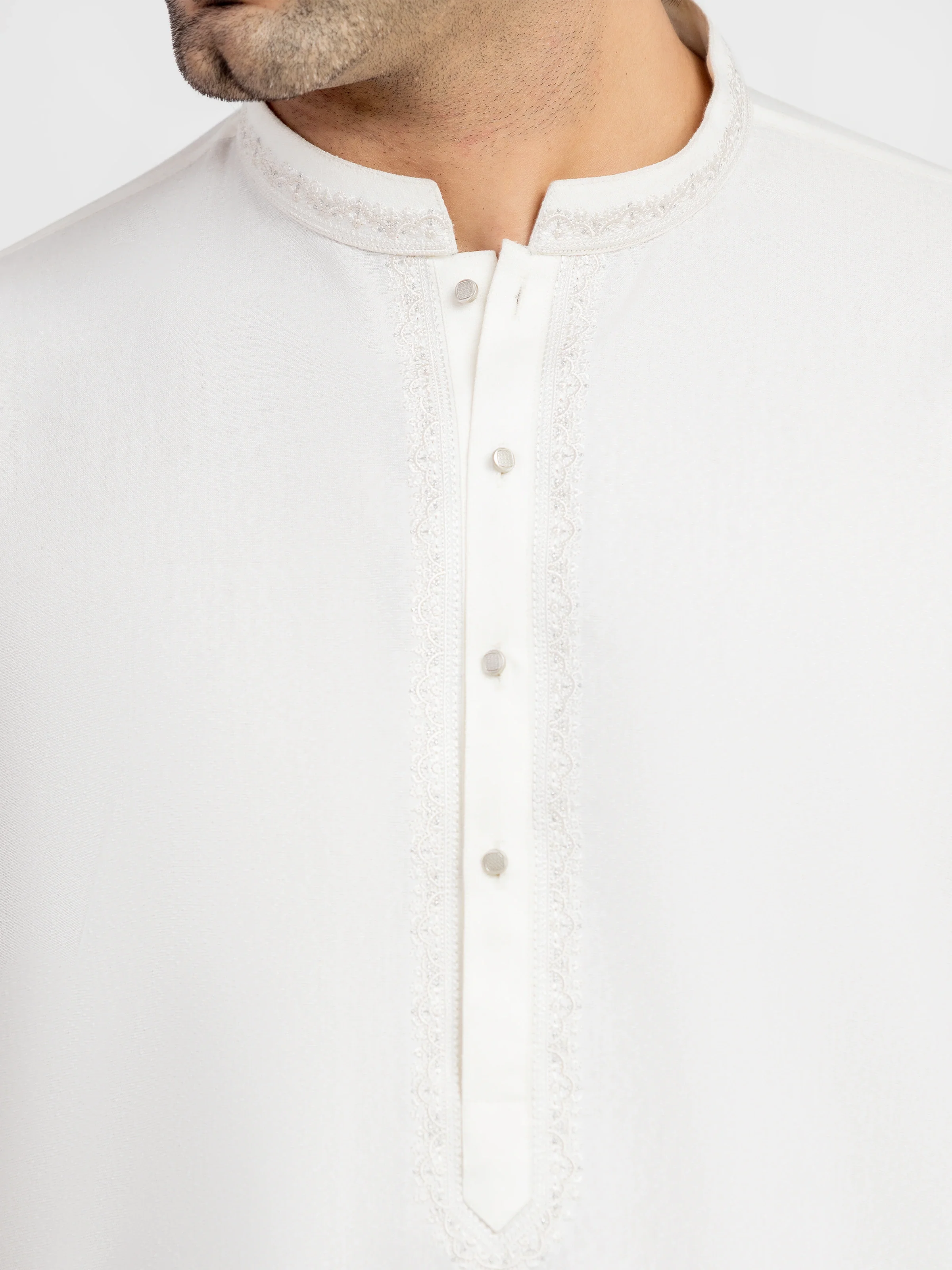 Men's Cream Kurta Shalwar - EMTKS6-41243 - Image 3