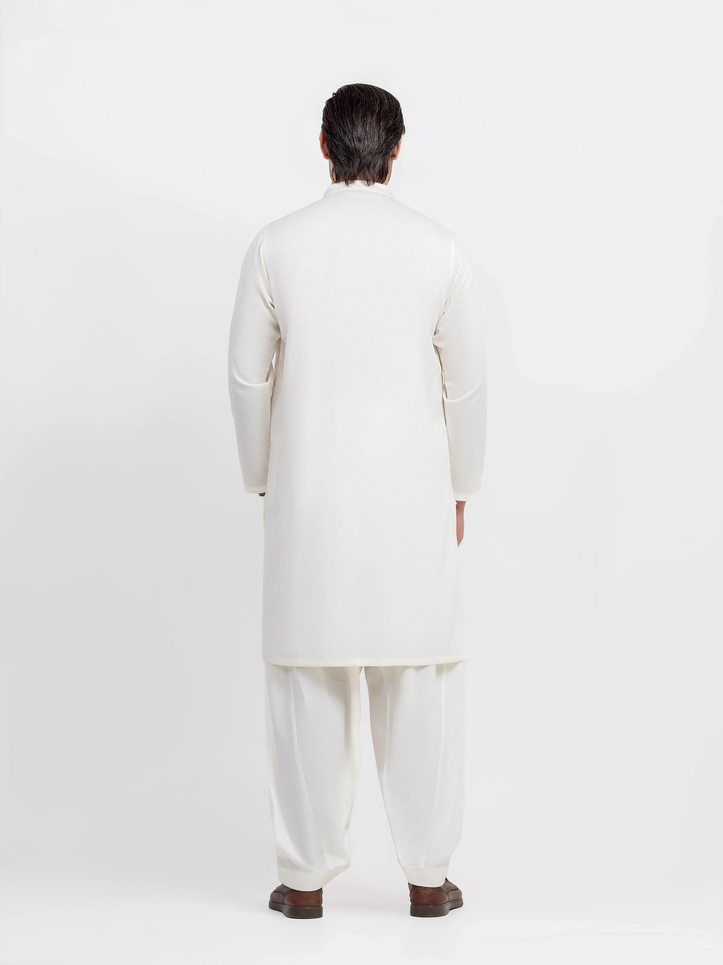 Men's Cream Kurta Shalwar - EMTKS6-41243 - Image 5