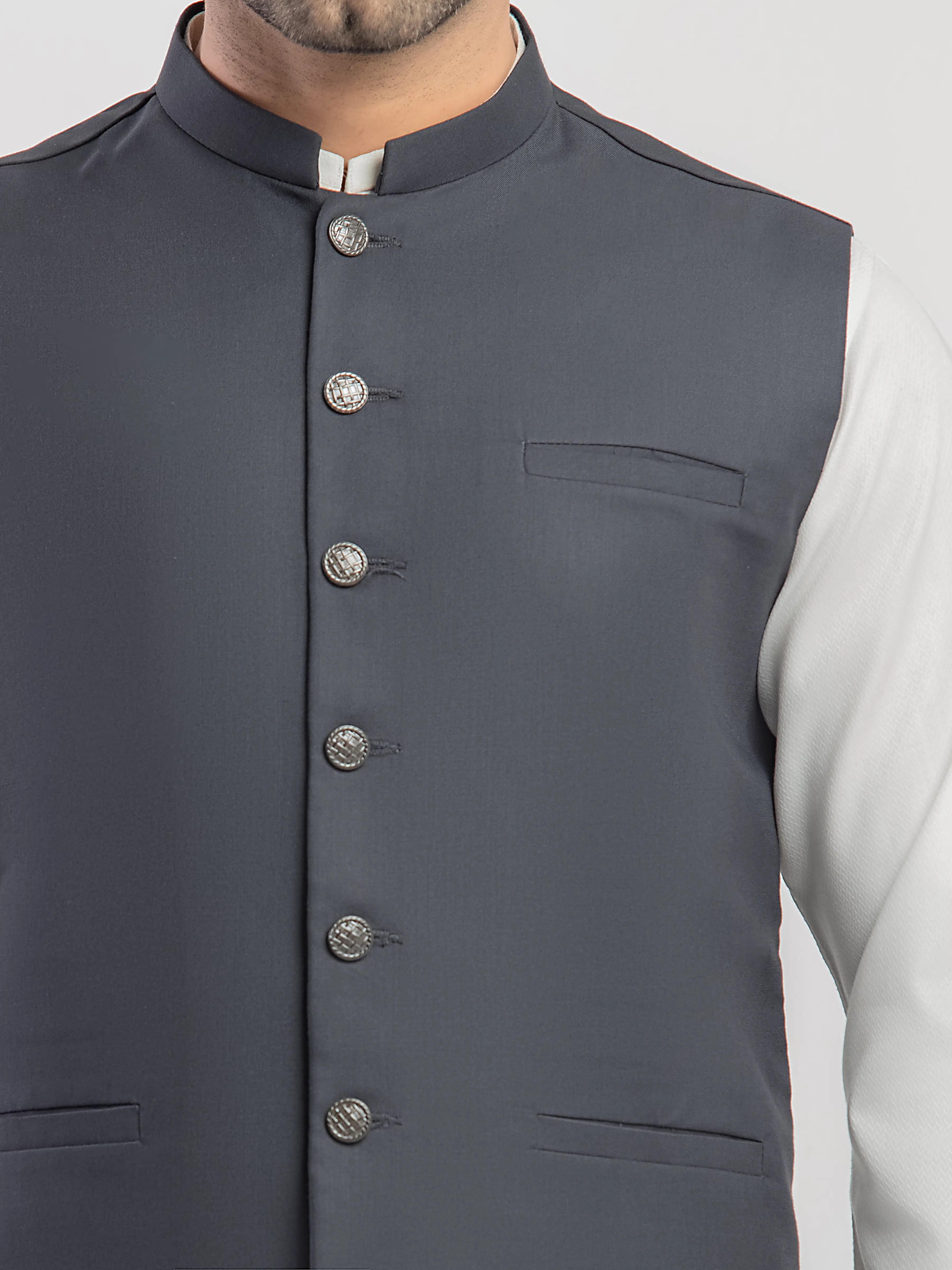 Men's Dark Grey Waist Coat - EMTWCP5-35943 - Image 3