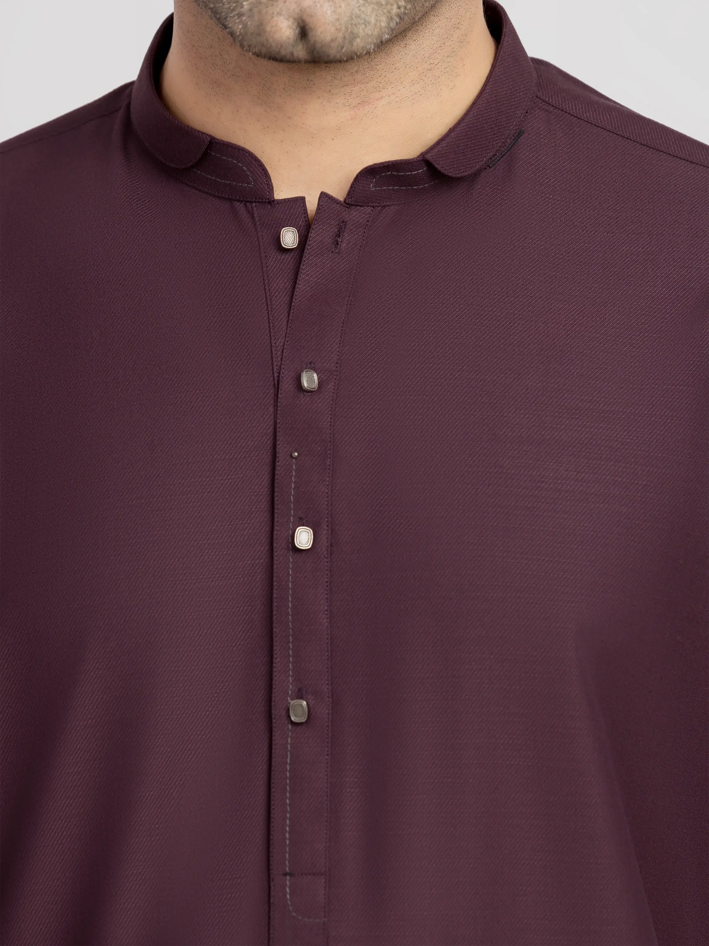Men's Dark Maroon Shalwar Kameez - EMTKS6-41246 - Image 3