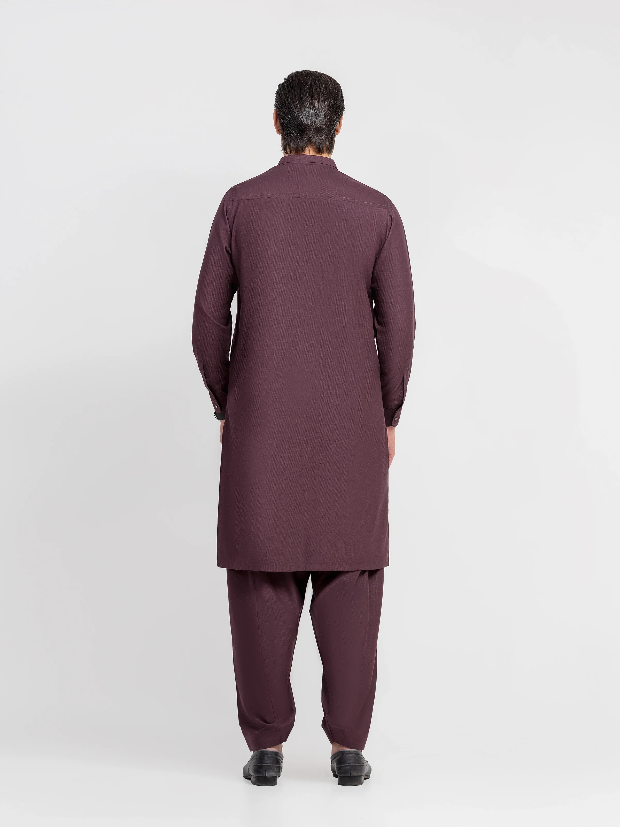 Men's Dark Maroon Shalwar Kameez - EMTKS6-41246 - Image 5