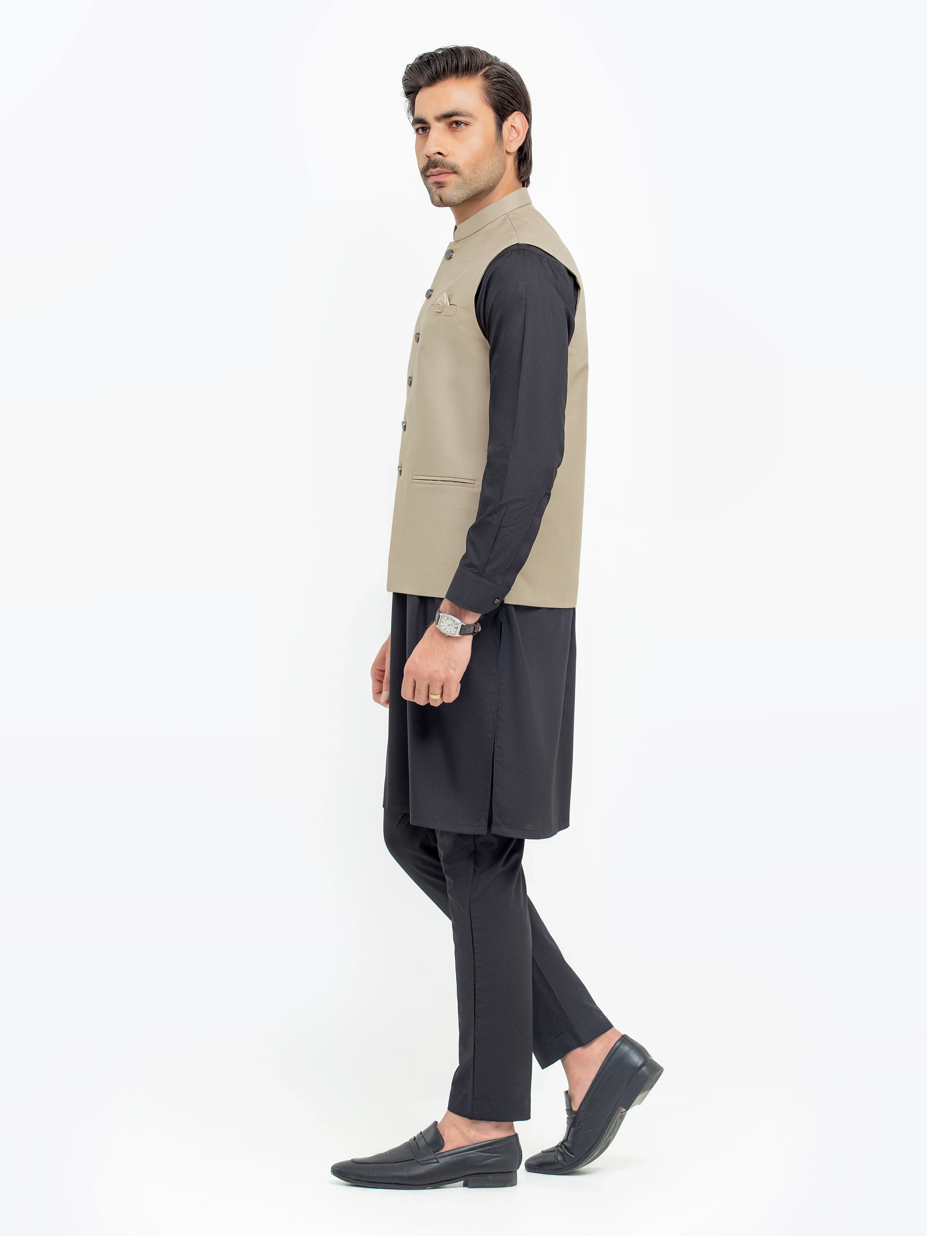 Men's Khaki Waist Coat - EMTWCP5-35949 - Image 3