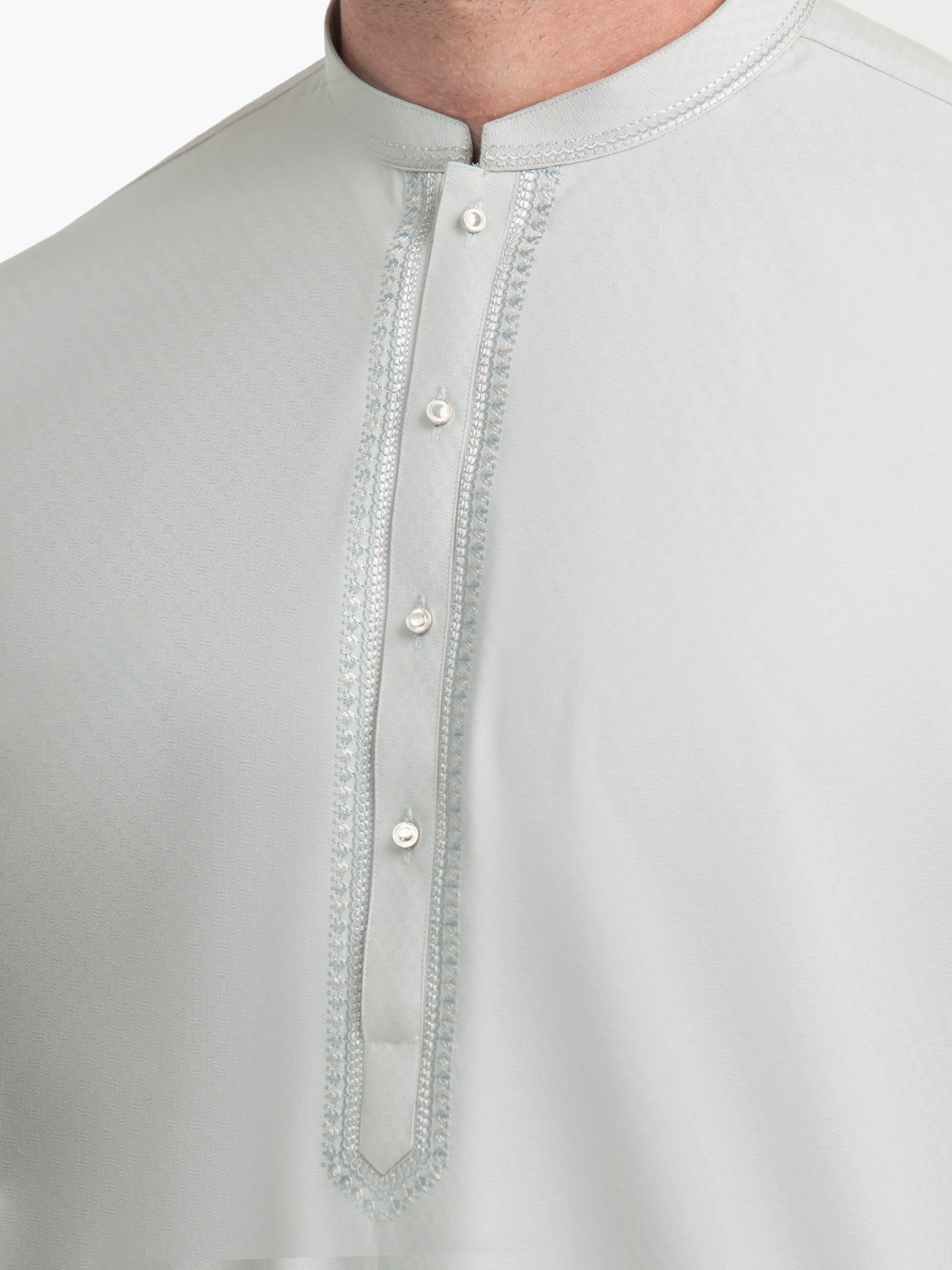 Men's Light Grey Kurta - EMTK5-99541 - Image 3