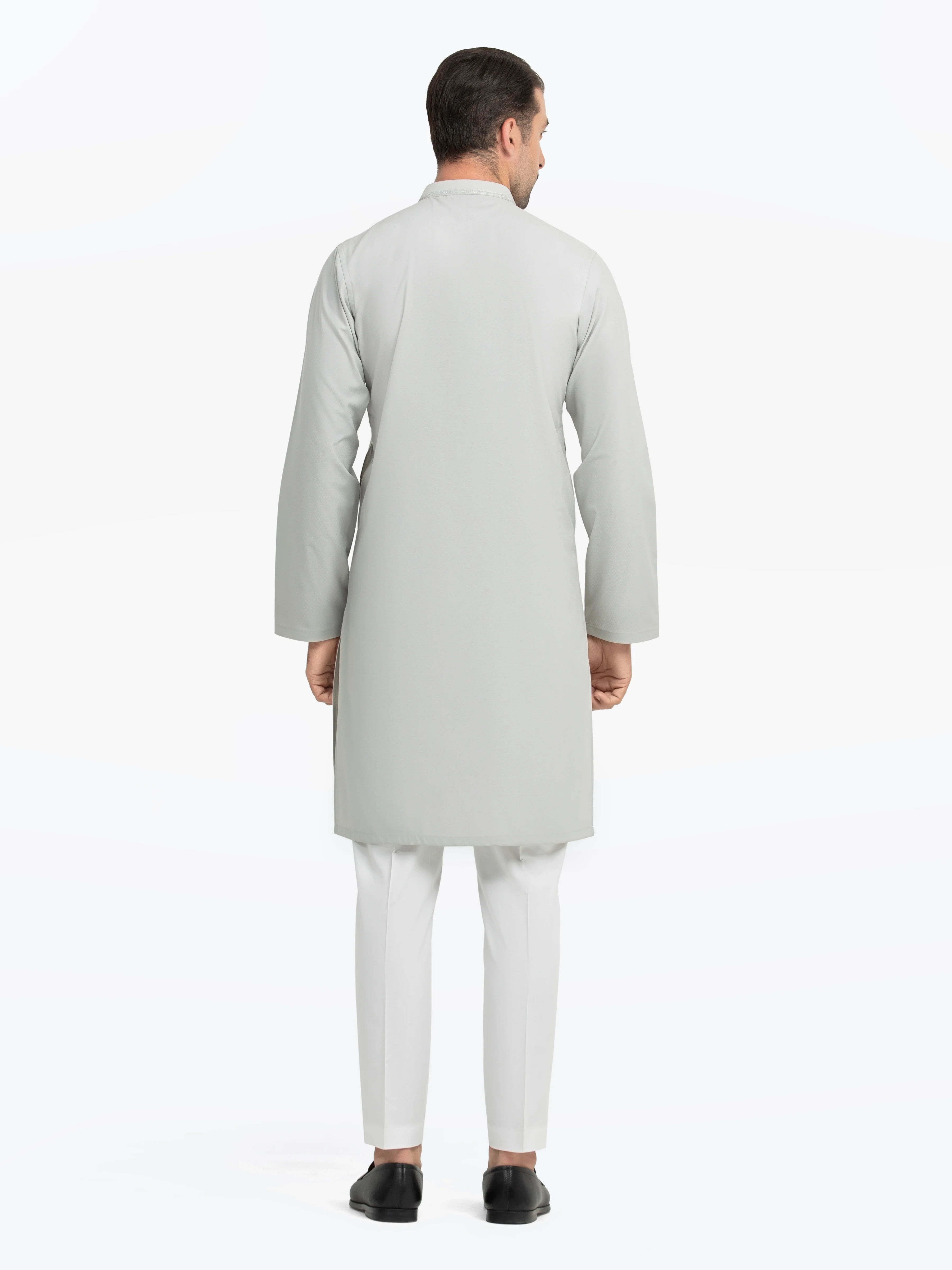 Men's Light Grey Kurta - EMTK5-99541 - Image 5