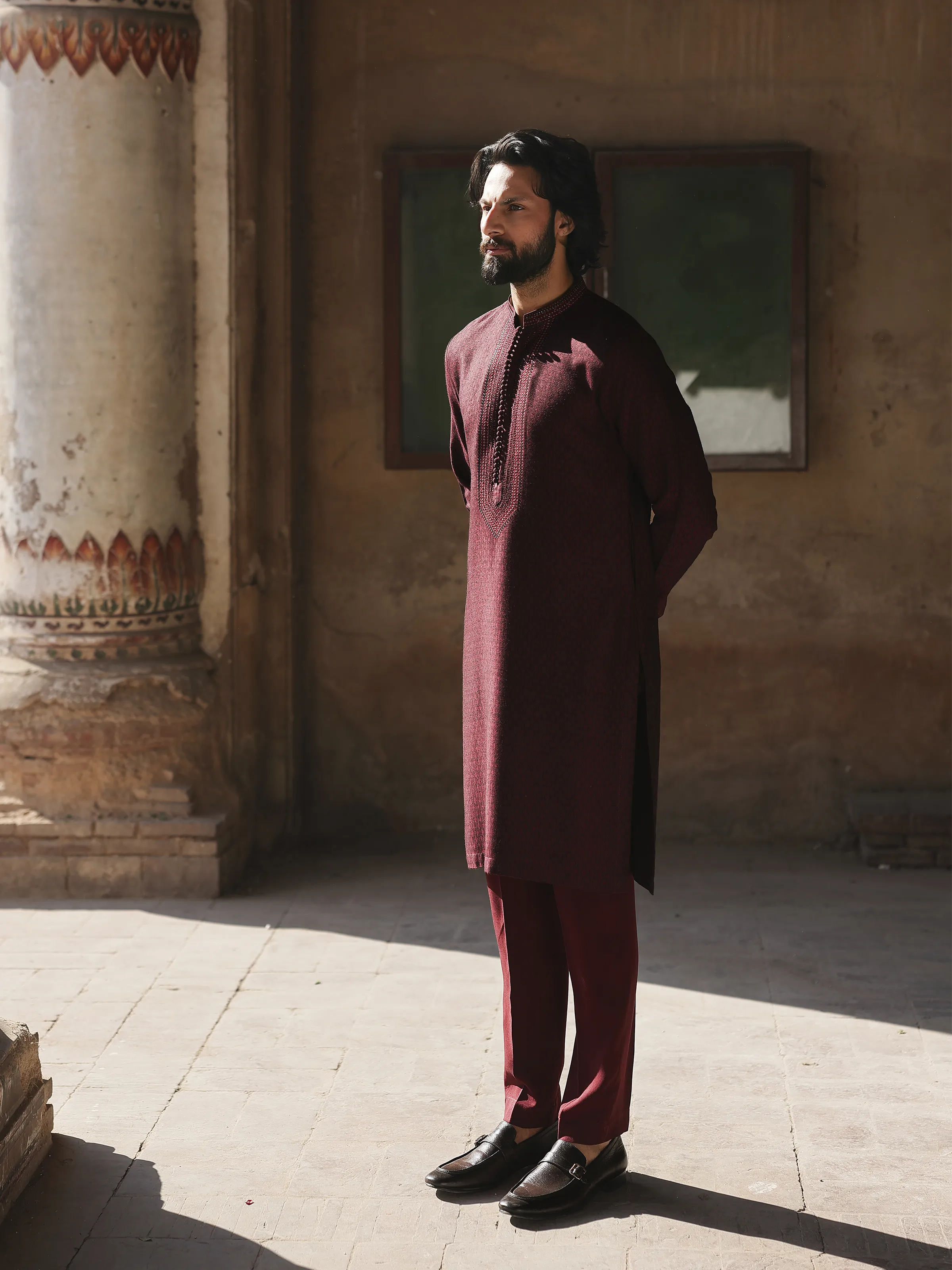 Men's Maroon Kurta - EMTKC5-160 - Image 6