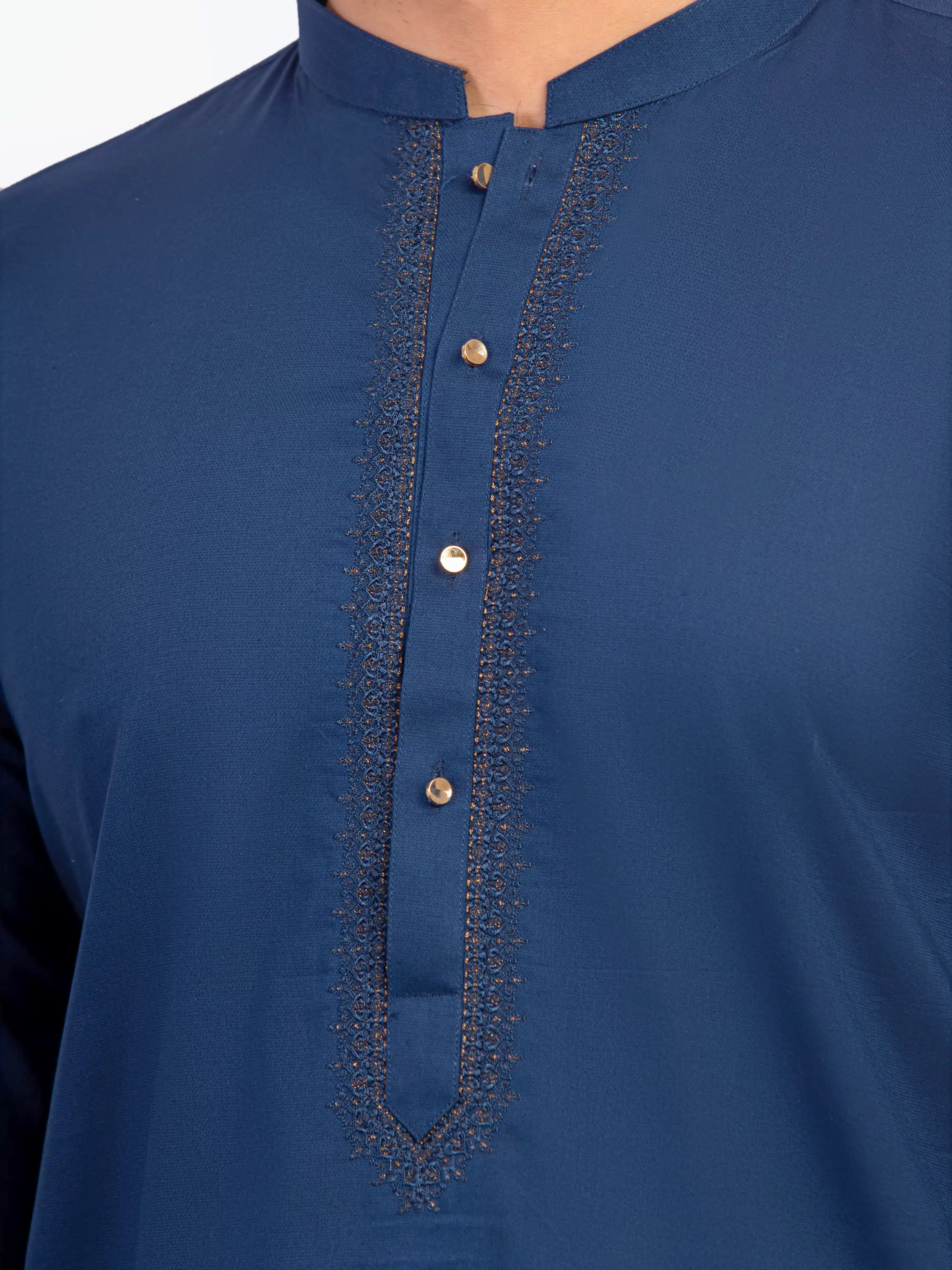 Men's Navy Blue Kurta Pajama - EMTKPT5-064 - Image 3