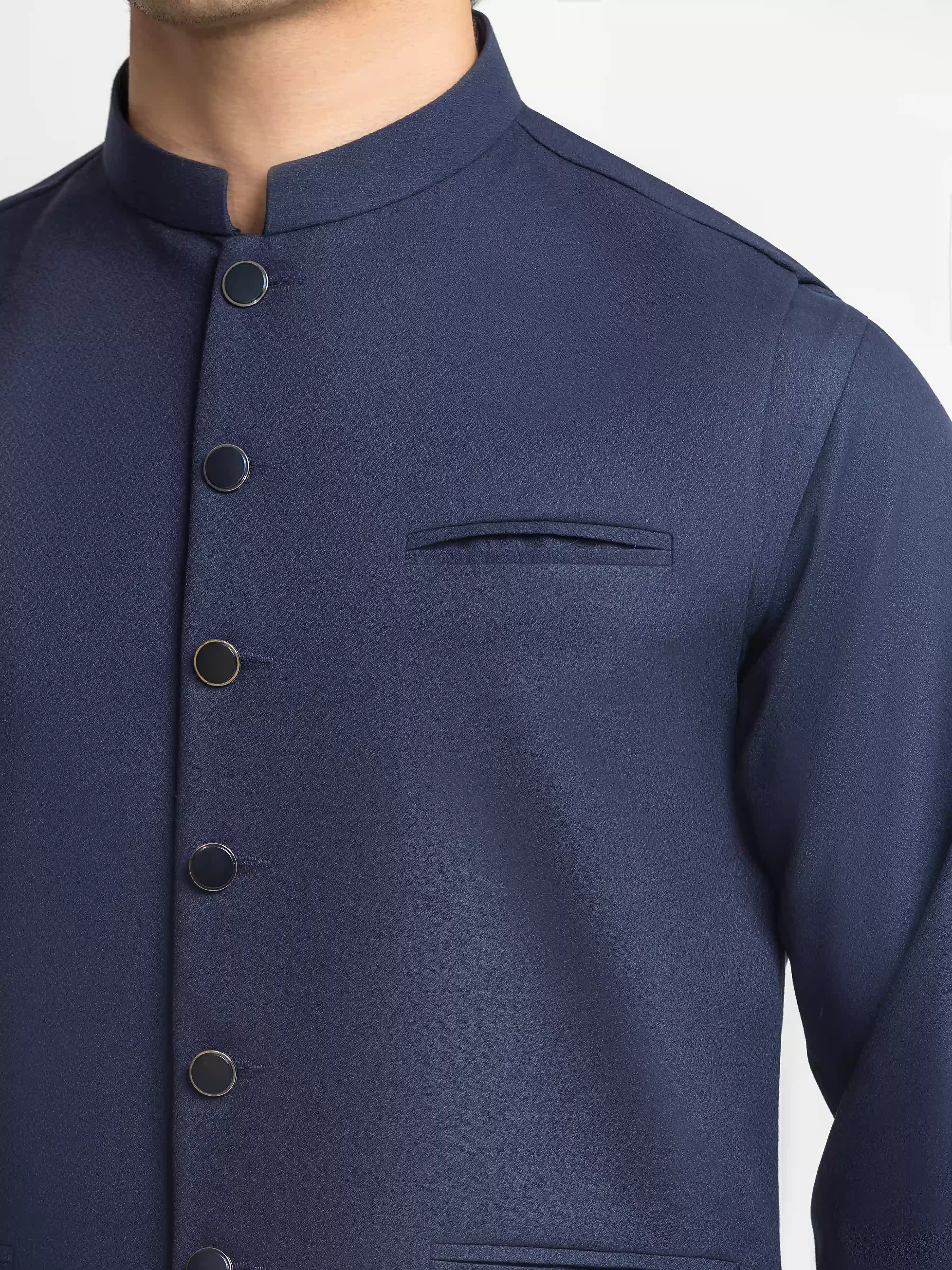 Men's Navy Blue Waist Coat Suit - ECMTWCS5-034 - Image 3