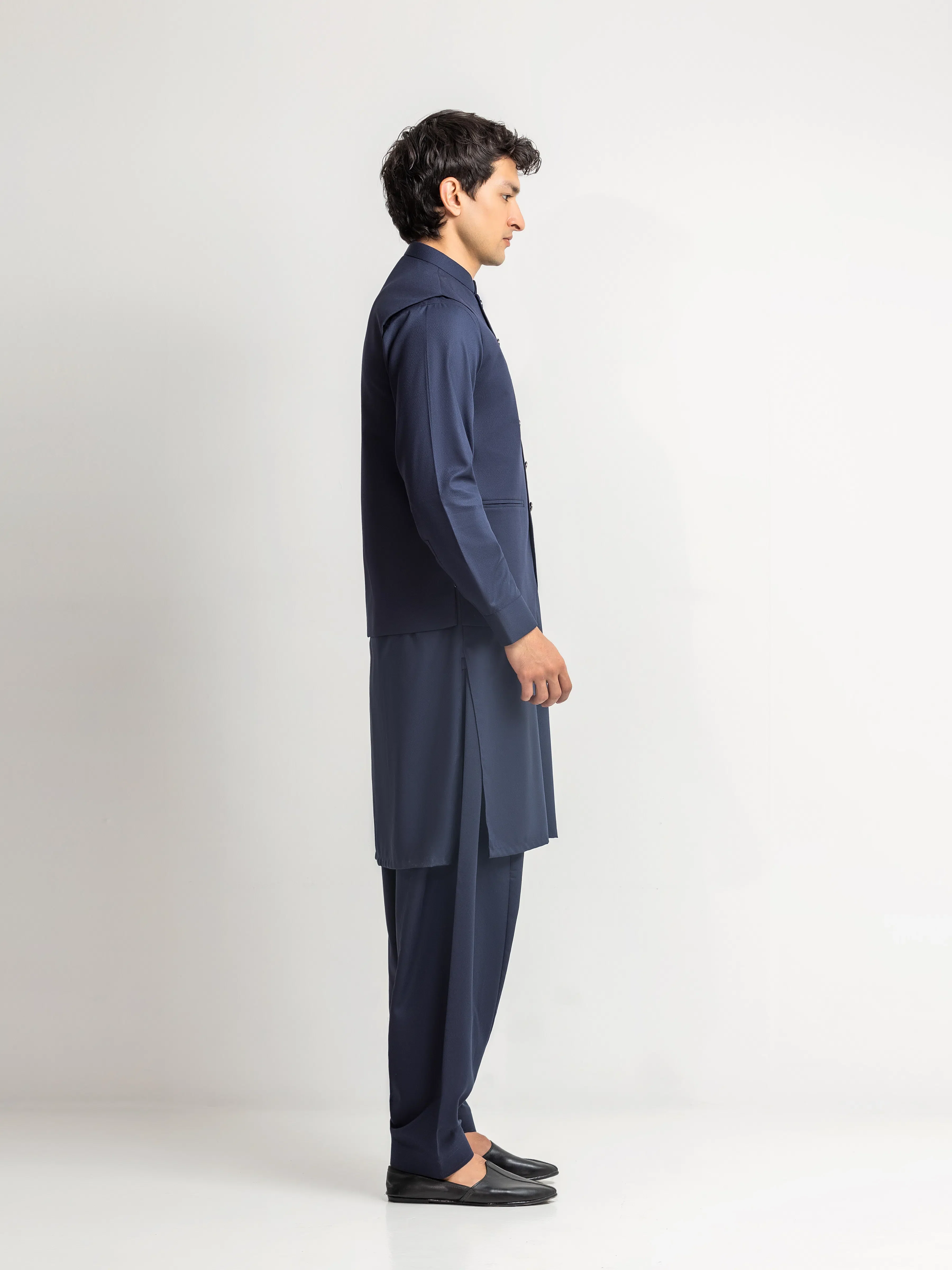 Men's Navy Blue Waist Coat Suit - ECMTWCS5-034 - Image 4