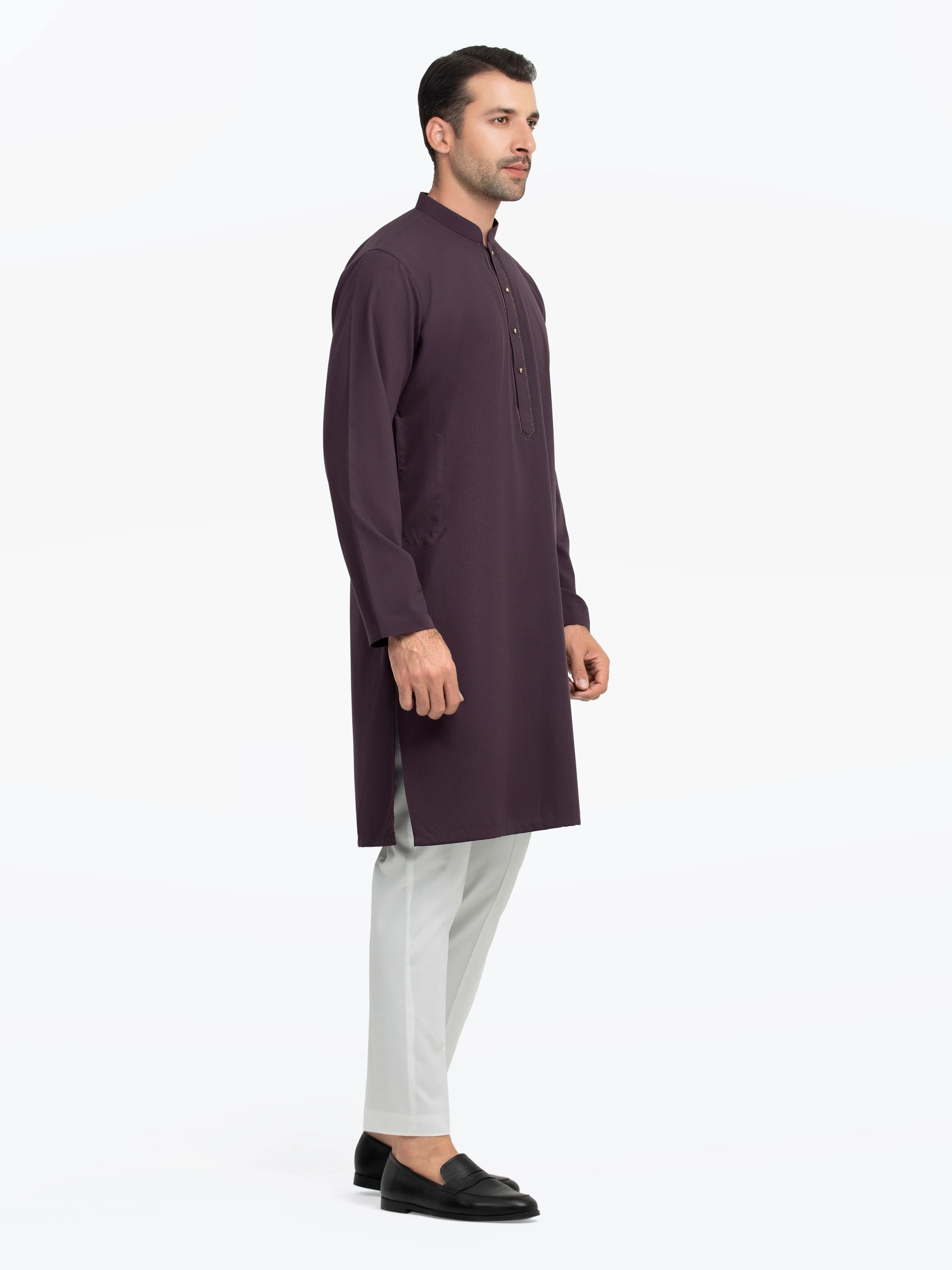 Men's Plum Kurta - EMTK5-99542 - Image 4