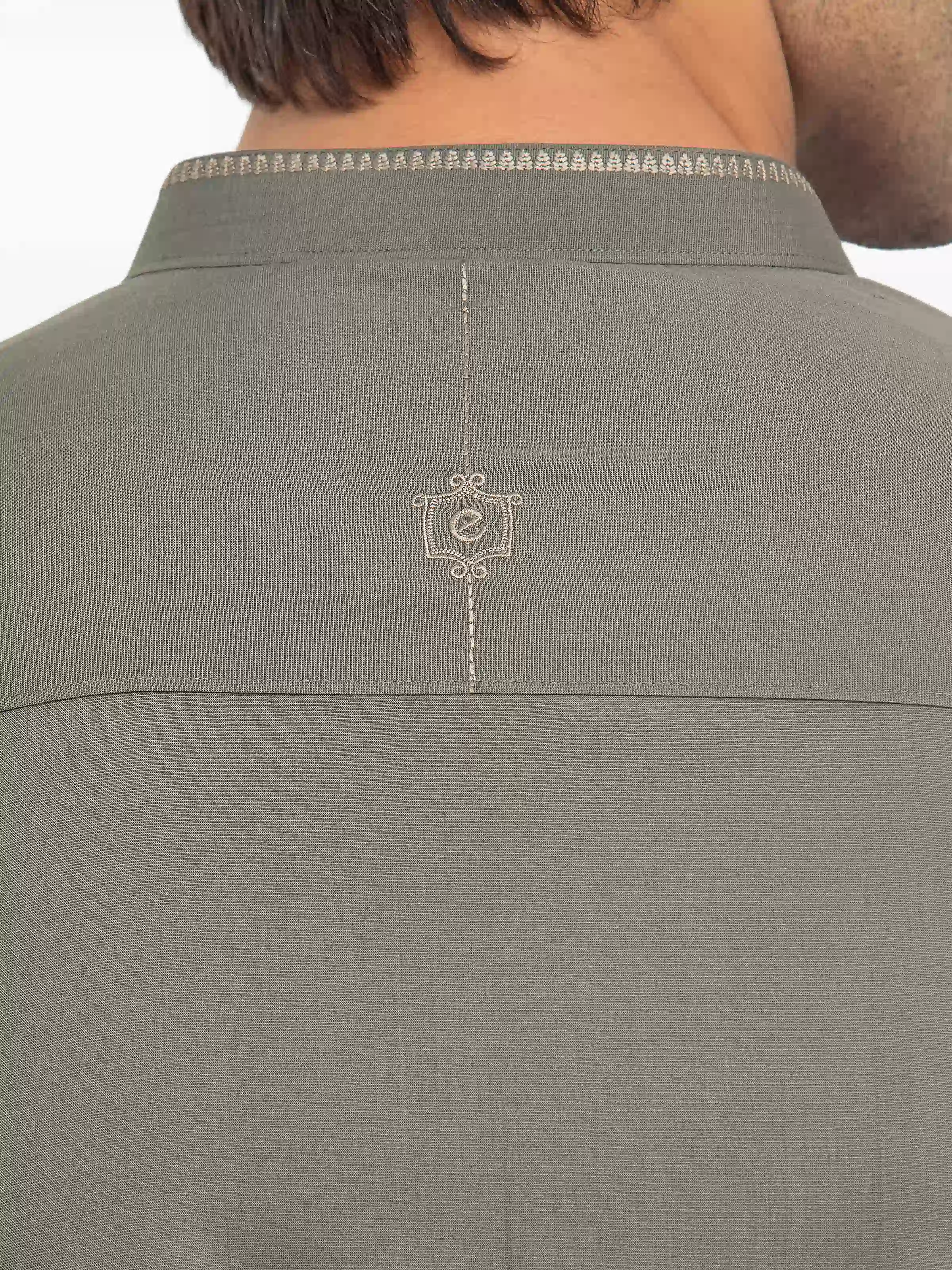 Men's Sage Green Shalwar Kameez - EMTKST5-99538 - Image 4