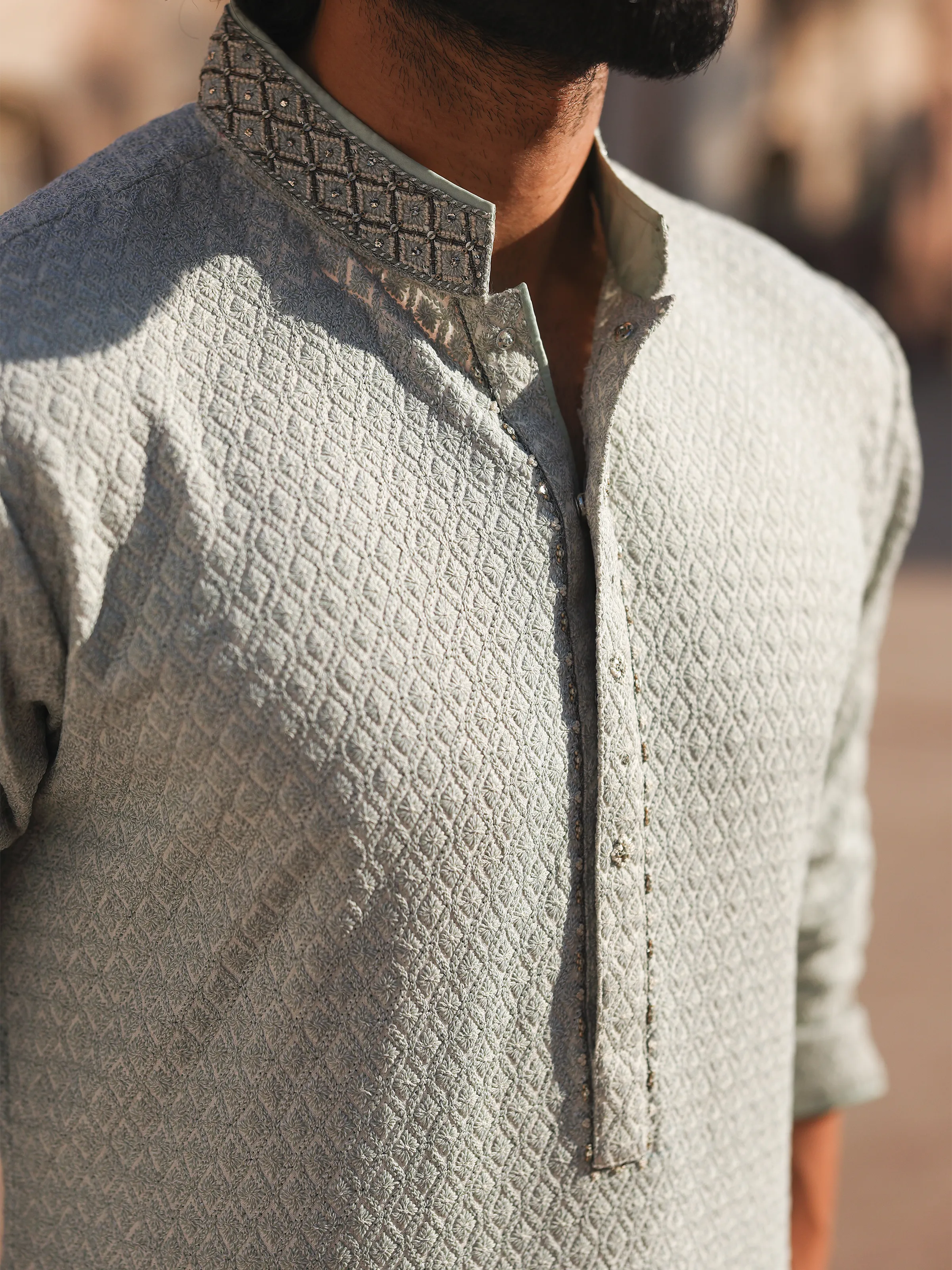 Men's White Kurta Pajama - ECMTKP5-008 - Image 4