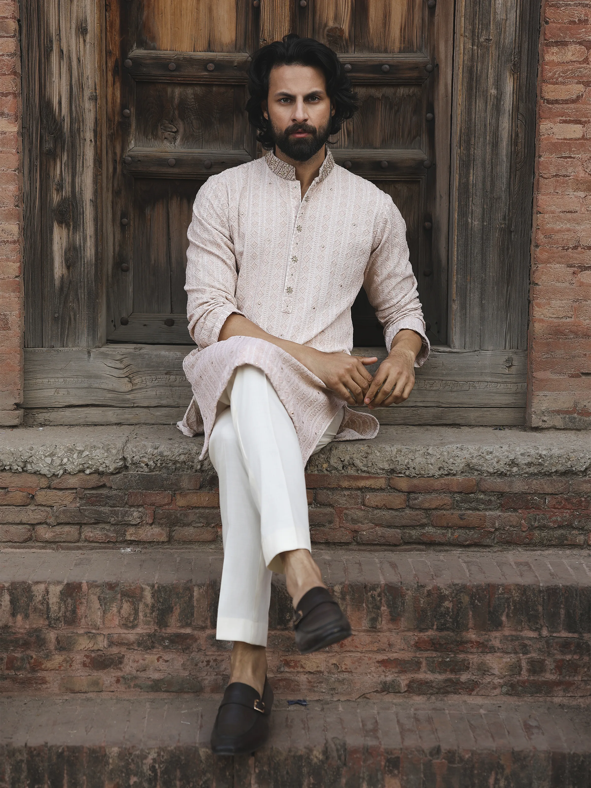 Men's White Kurta Pajama - ECMTKP5-014 - Image 4