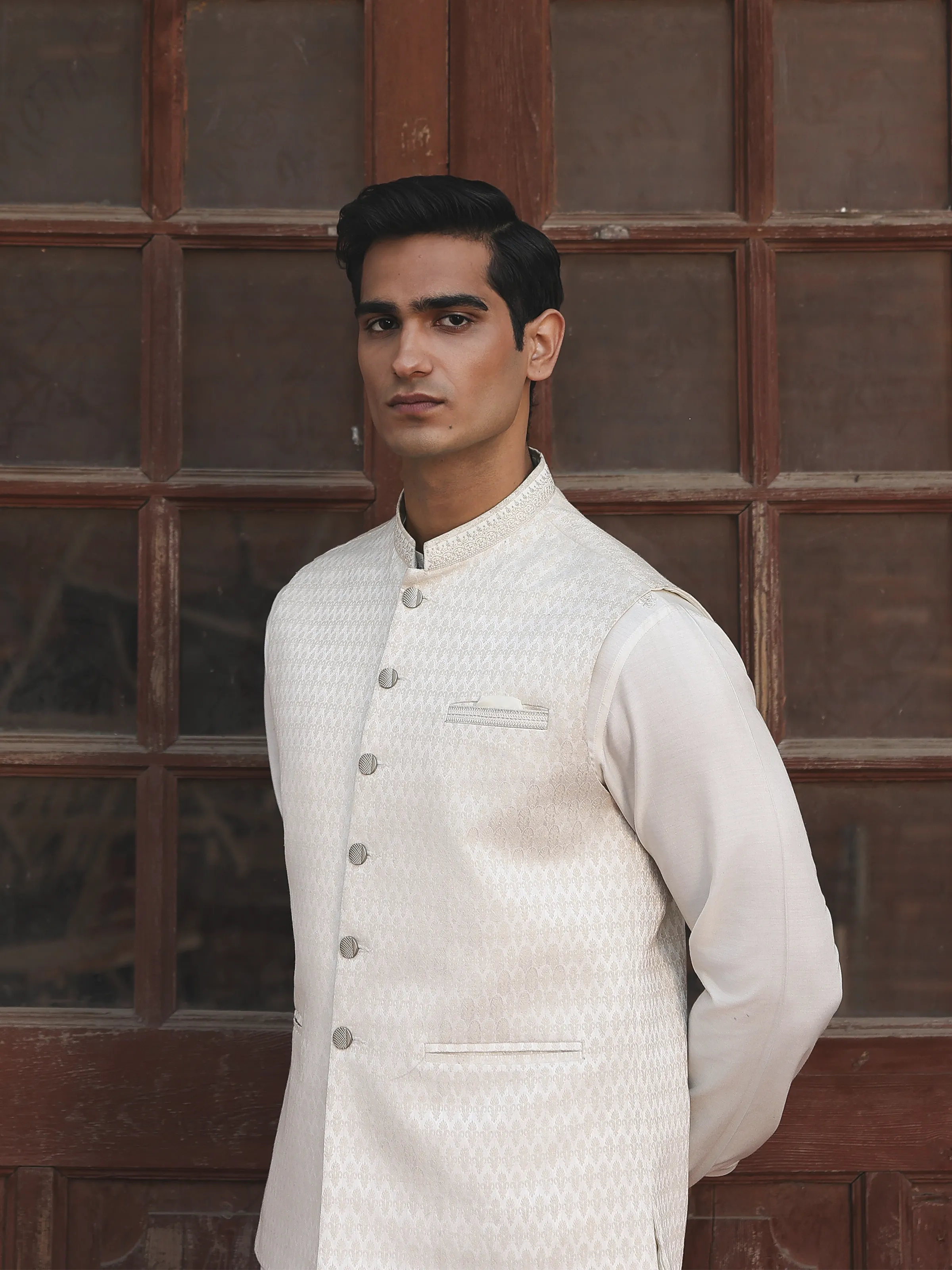 Men's White Waist Coat Suit - EMTWCSC5-013 - Image 6