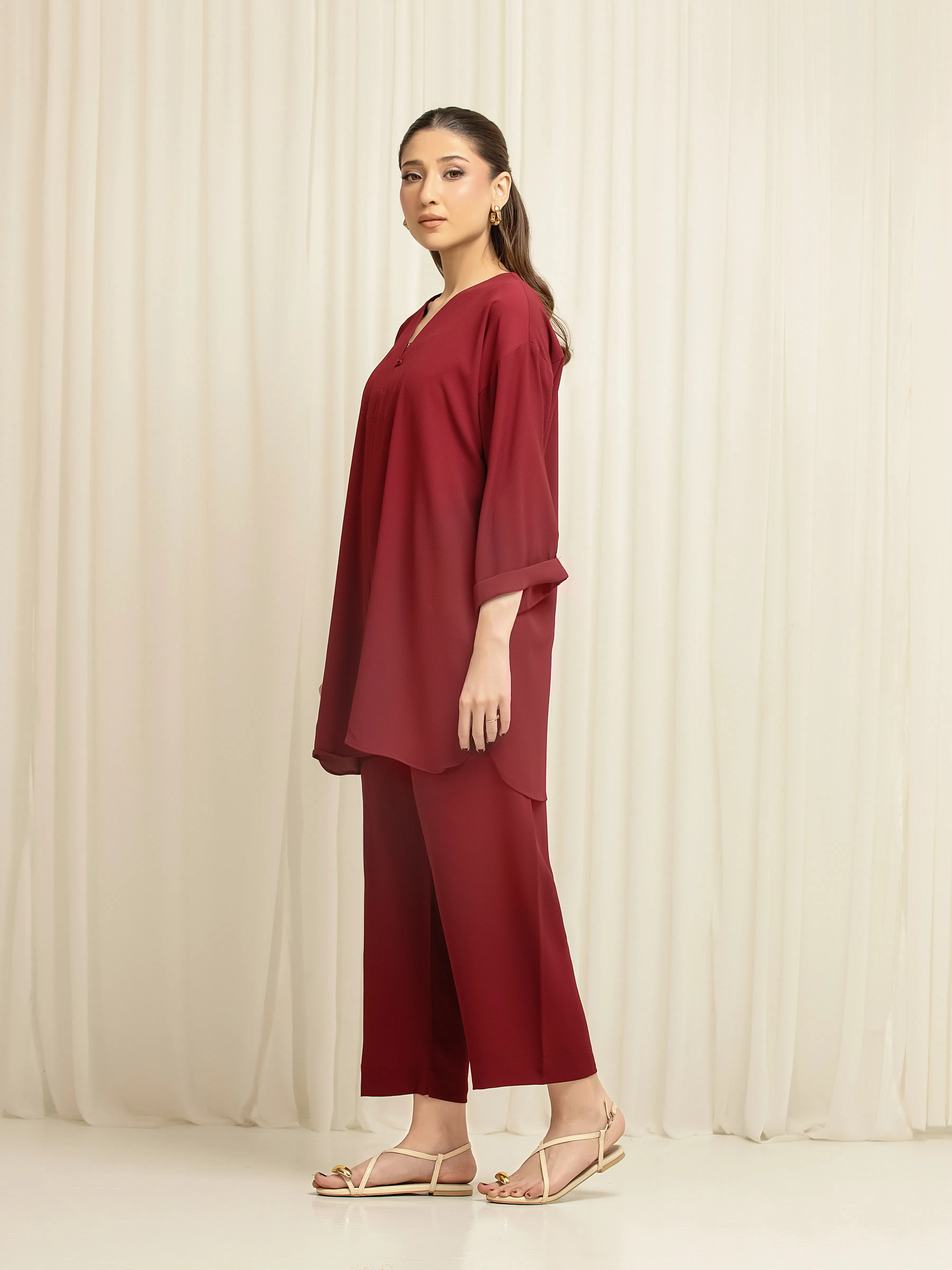 Pret Solid Crepe Chiffon Co-Ord Set - EWTKS6-86109ST - Image 5