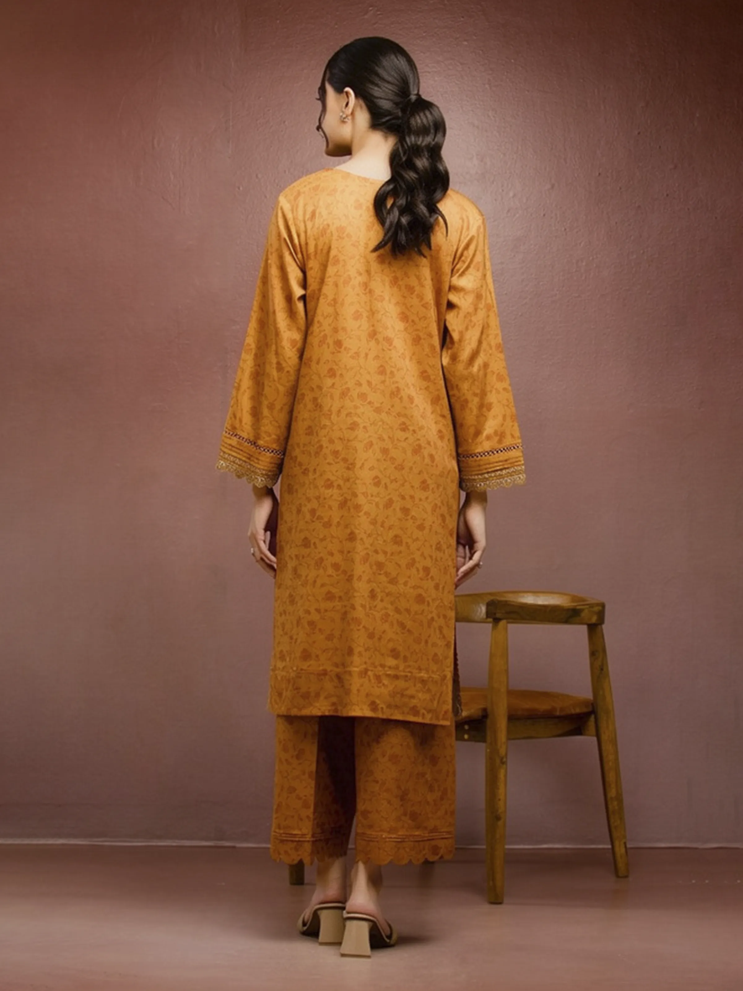 Unstitched Embroidered Cambric Shirt Trouser - EWU5V2-31056ST - Image 5