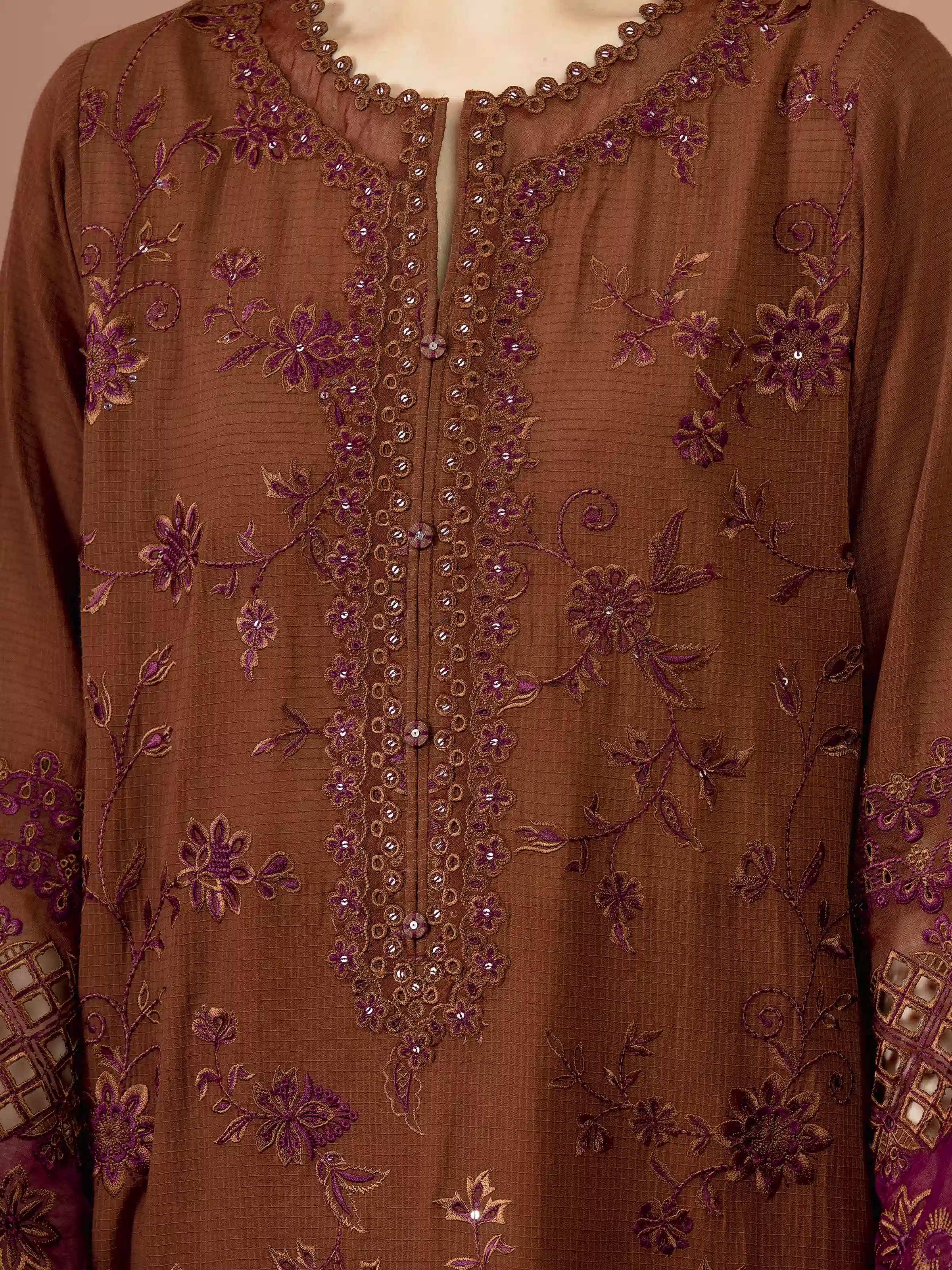 Unstitched Embroidered Lawn Shirt Dupatta - EWU5V1-31233SD - Image 3