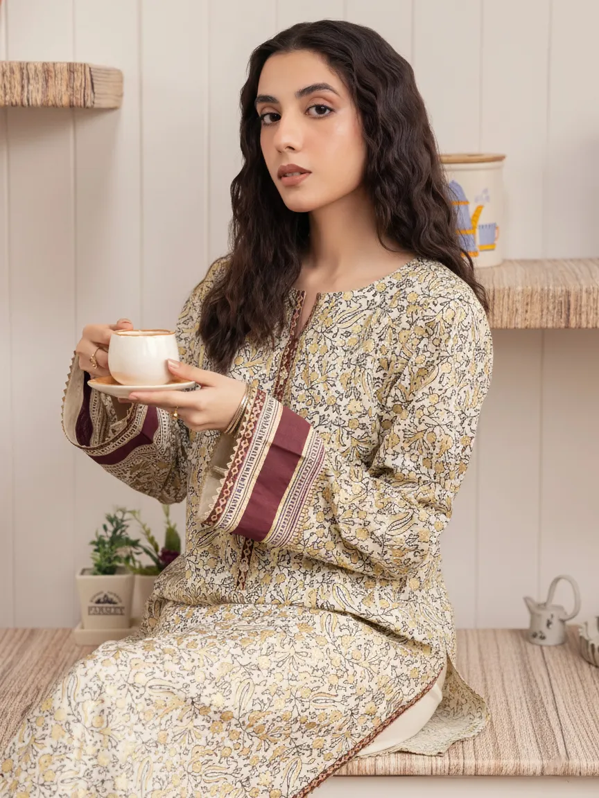 Unstitched Block Print Cambric Shirt Trouser - EWU24M1-060ST - Image 3