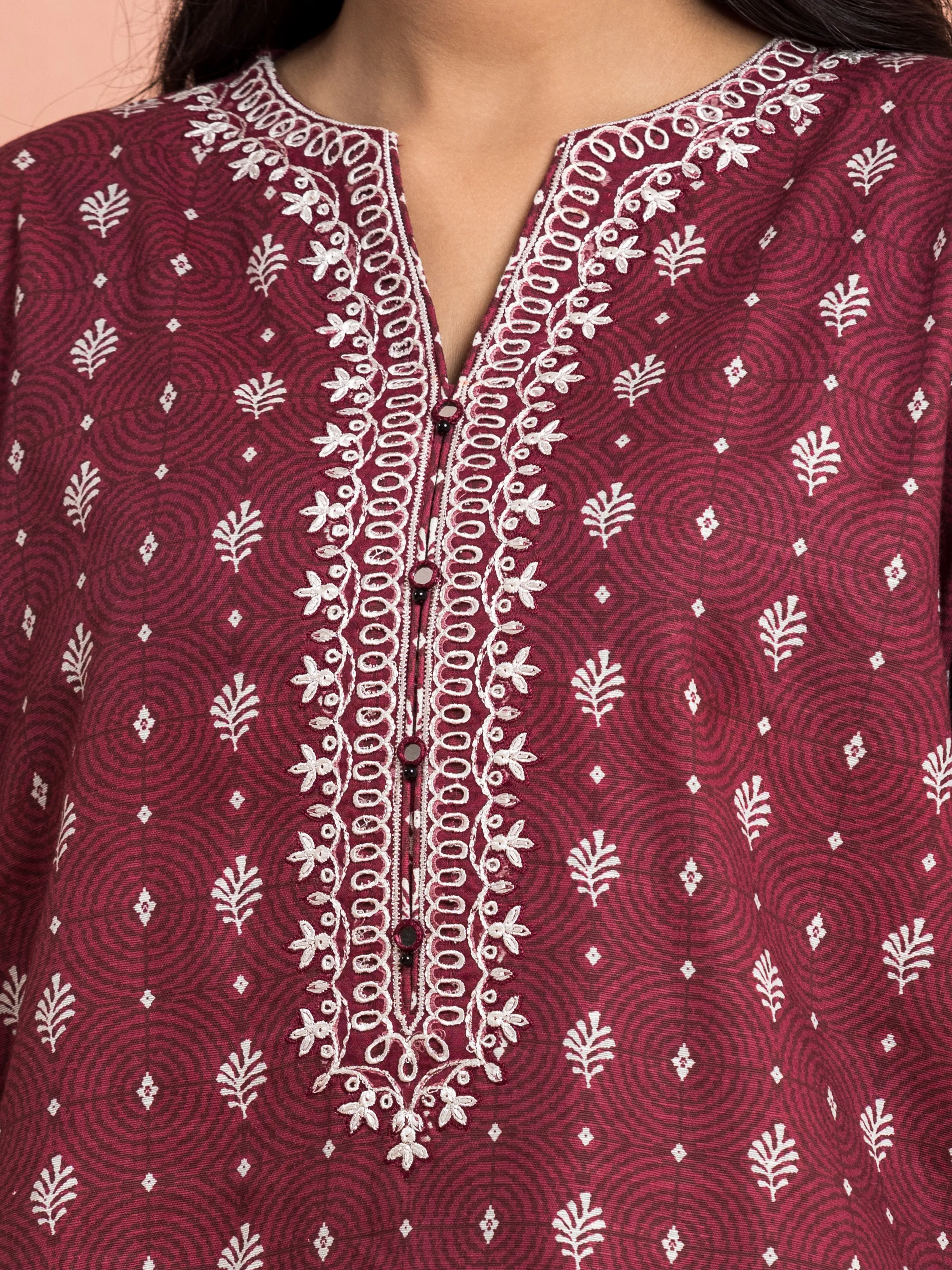 Unstitched Embroidered Marina Twill Shirt Trouser - EWU24V14-30188ST - Image 3