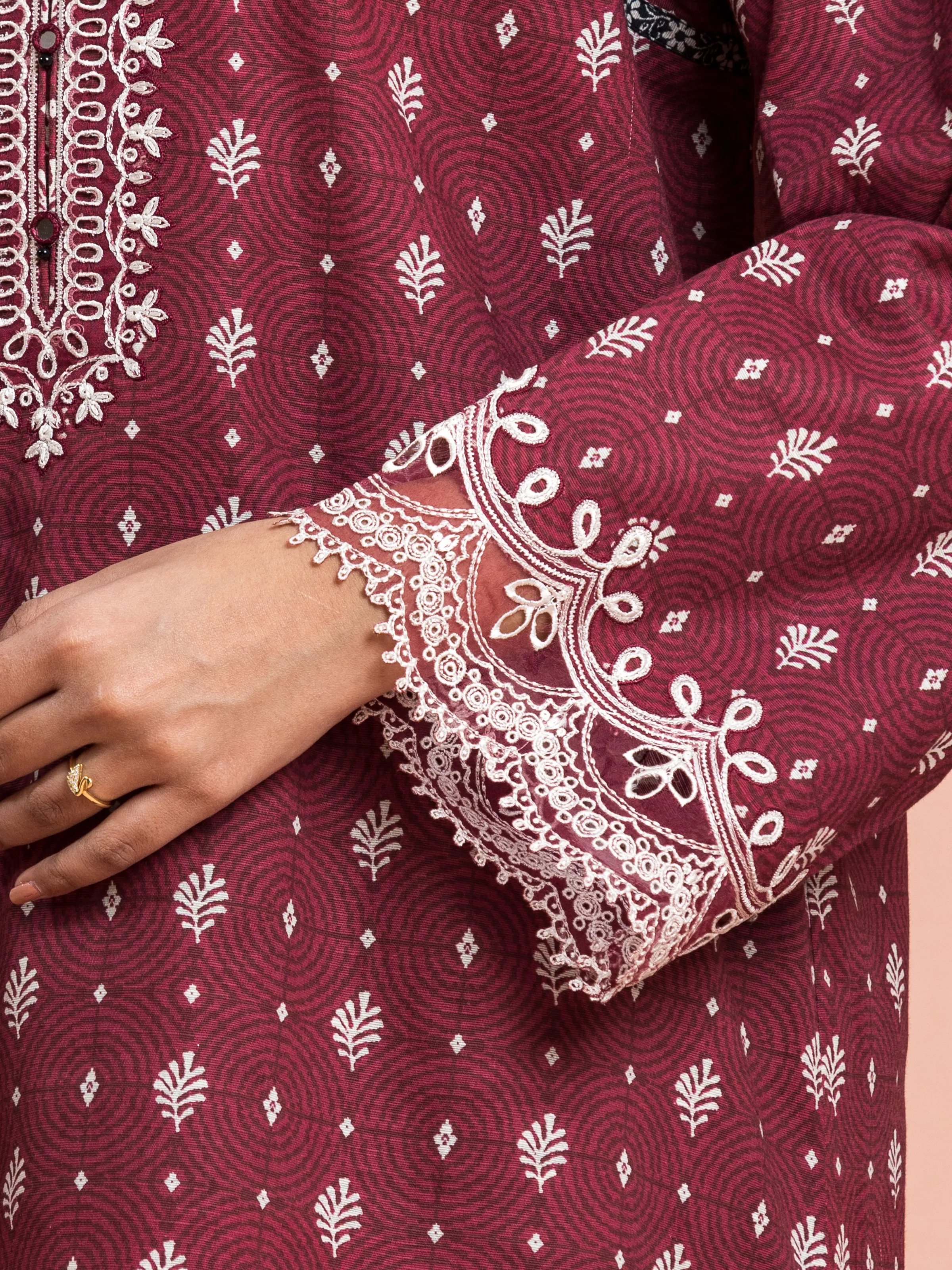 Unstitched Embroidered Marina Twill Shirt Trouser - EWU24V14-30188ST - Image 4