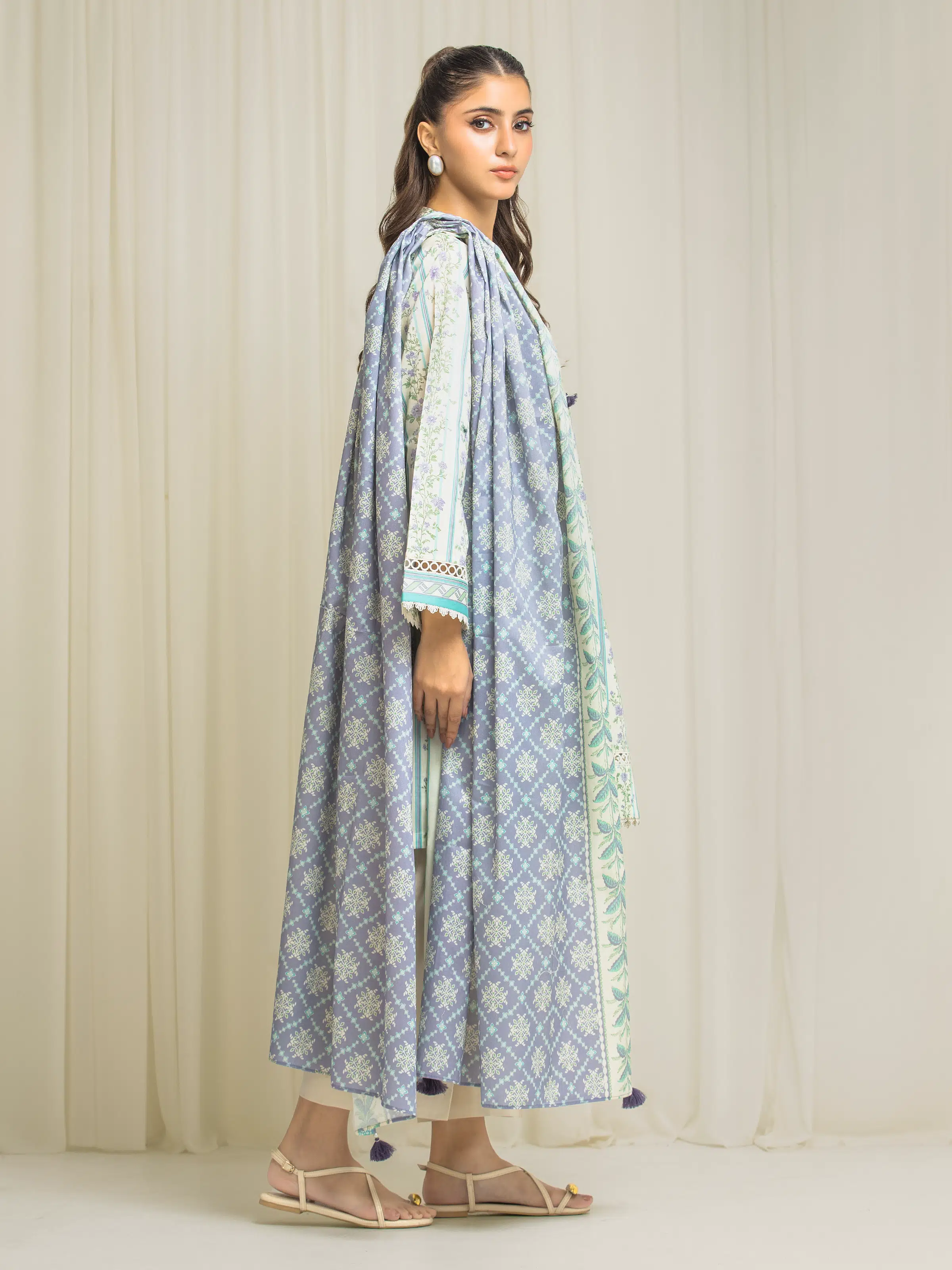 Unstitched Printed Lawn Suit - EWU6A1-36568-3P - Image 5